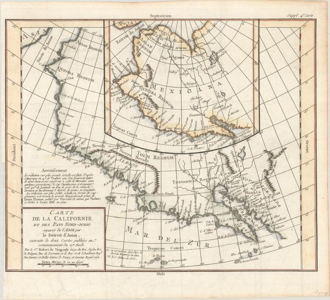 Carte de la Californie et des Pays Nord-Ouest Separes de l'Asie par le Detroit d'Anian...