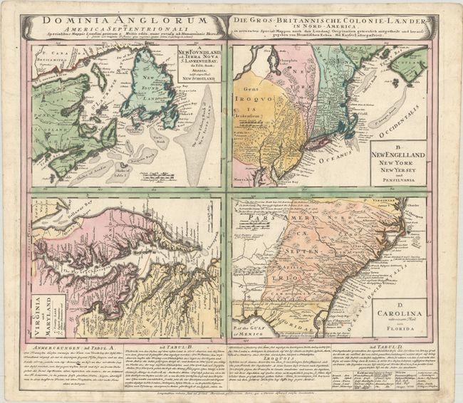 Dominia Anglorum in America Septentrionali... / Die Gros-Britannische Colonie-Laender in Nord-America...