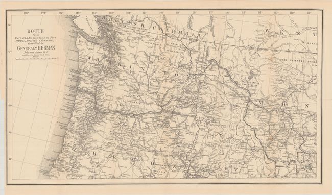 [Map with Report] Route from Fort Ellis Montana to Fort Hope, British Columbia, Travelled by General Sherman July and August 1884, as Shown by Heavy Black Line