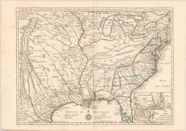 Carte de la Louisiane et du Cours du Mississipi avec les Colonies Anglaises