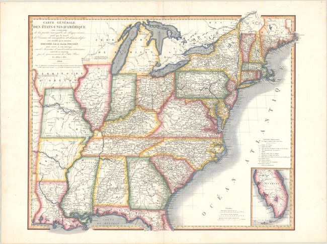 Carte Generale des Etats-Unis d'Amerique avec l'Indication de la Partie Navigable de Chaque Riviere...