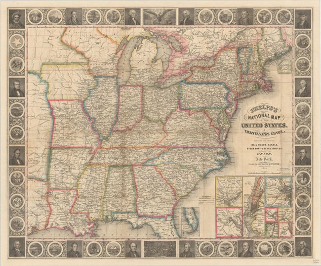 Phelps's National Map of the United States, A Travellers Guide. Embracing the Principal Rail Roads, Canals, Steam Boat & Stage Routes, Throughout the Union