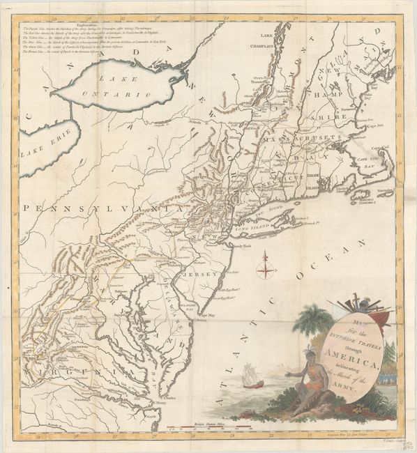 Map for the Interior Travels Through America, Delineating the March of the Army
