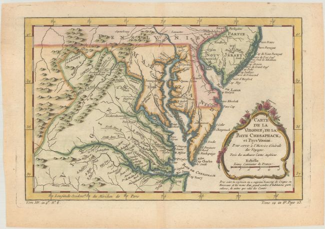 Carte de la Virginie, de la Baye Chesapeack, et Pays Voisins pour Servir a l'Histoire Generale des Voyages. Tiree des Meilleures Cartes Angloises