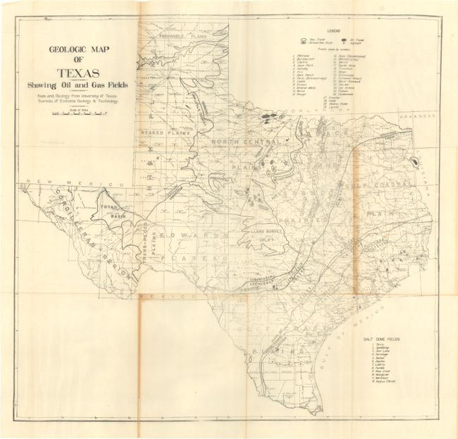 [3 Maps with Book] Geologic Map of Texas Showing Oil and Gas Fields [and] Geologic Map of Kansas and Oklahoma Showing Oil and Gas Fields [and] [Osage Oil Lots] [with] Oil and Gas in the Mid-Continent Fields