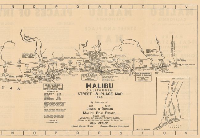 Malibu California Street & Place Map 1949