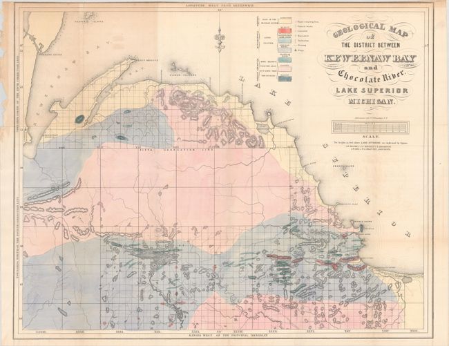 [Lot of 3] Geological Map of the District Between Keweenaw Bay and Chocolate River. Lake Superior Michigan [and] Geological Map of the District Between Portage Lake and Montreal River... [and] Geological Map of Keweenaw Point...