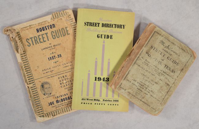[Lot of 3] Houston Street Directory Building and Business Guide 1943 [and] Mr. Gilmore's Official Street Guide of Houston, Texas [and] Houston Street Guide 1937-38