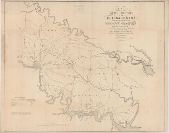 Map Showing the Battle Grounds of the Chickahominy, and the Positions of the Subsequent Engagements in the Retreat of the Federal Army Towards James River and All the Other Points of Interest in Connection with the Siege of Richmond...