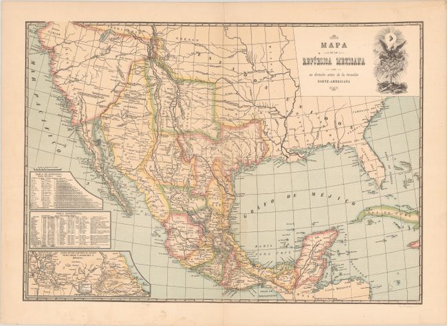 Mapa de la Republica Mexicana con su Division Antes de la Invasion Norte-Americana