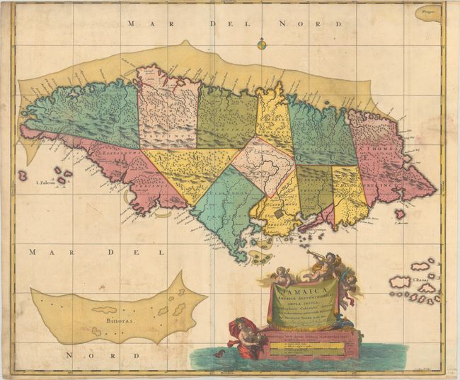 Jamaica, Americae Septentrionalis Ampla Insula, a Christophoro Columbo Detecta, in suas Gubernationes Peraccurate Distincta