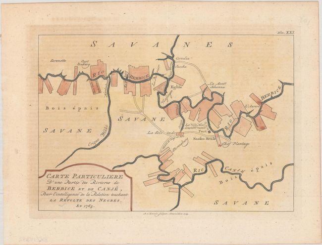 Carte Particuliere d'une Partie des Rivieres de Berbice et de Canje, pour l'Intelligence de la Relation Touchant la Revolte des Negres, en 1763