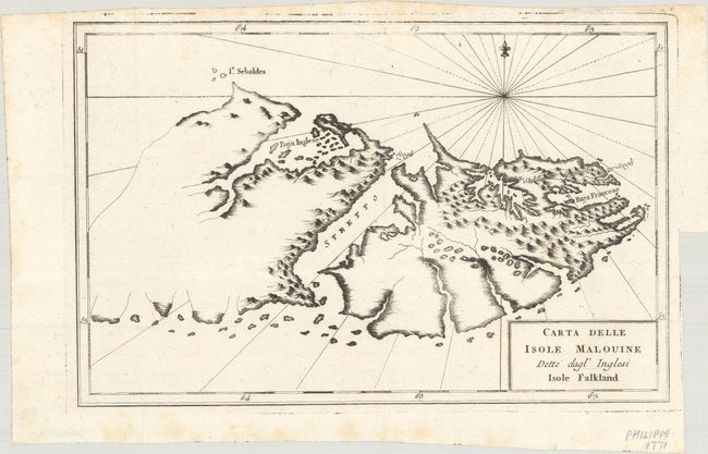 [Lot of 2] Carta delle Isole Malouine Dette dagl' Inglesi Isole Falkland [and] Carte des Decouvertes Faites dans l'Ocean Atlantique du Sud, sur le Vaisseau du Roi la Resolution Commande par le Capitaine Cook, en 1775