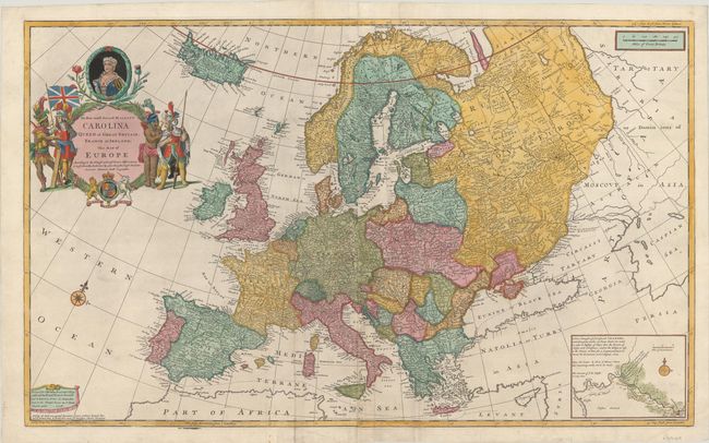 To Her Most Sacred Majesty Carolina Queen of Great Britain, France & Ireland, This Map of Europe According to the Newest and Most Exact Observations Is Most Humbly Dedicated by Your Majesties Most Obedient Servant