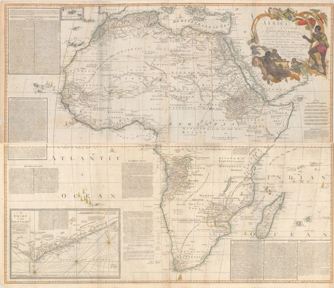 [On 4 Sheets] Africa, According to Mr. D'Anville with Several Additions, & Improvements, with a Particular Chart of the Gold Coast, Wherein Are Distinguished All the European Forts and Factories...
