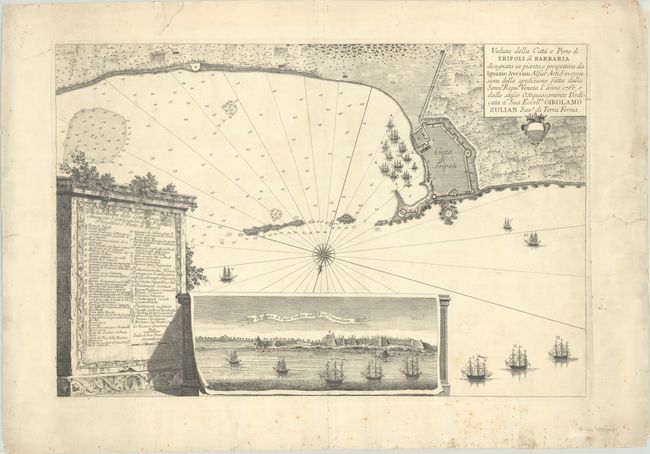 Veduta della Citta e Porto di Tripoli di Barbaria Disegnata in Pianta, e Prospettiva da Ignazio Avesani...