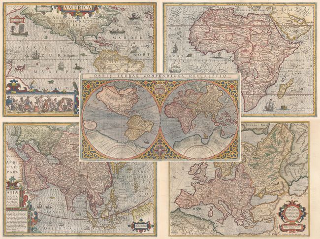 [Lot of 5] Orbis Terrae Compendiosa Descriptio... [and] America [and] Nova Africae Tabula [and] Asiae Nova Descriptio [and] Europa...