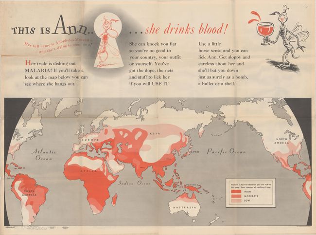 This Is Ann..... She Drinks Blood! [on verso] Newsmap Monday November 8, 1943...