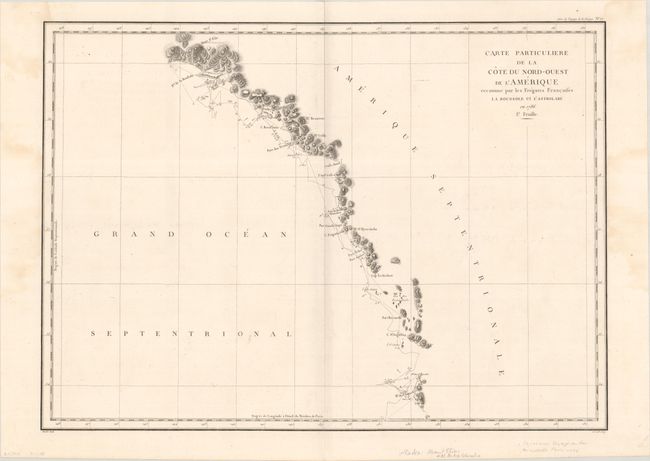 Carte Particuliere de la Cote du Nord-Ouest de l'Amerique Reconnue par les Fregates Francaises la Boussole et l'Astrolabe en 1786. 1e. Feuille