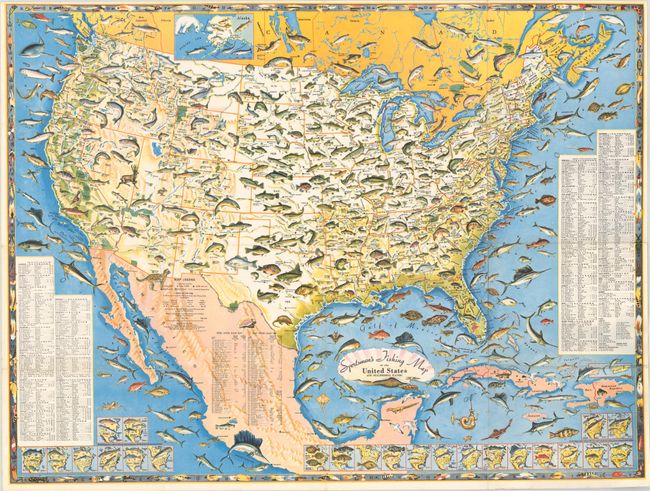 Sportsmen's Fishing Map of the United States and Neighboring Waters