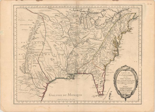 Carte de la Louisiane et des Pays Voisins Dediee a M. Rouille Secretaire d'Etat, Ayant le Departement de la Marine