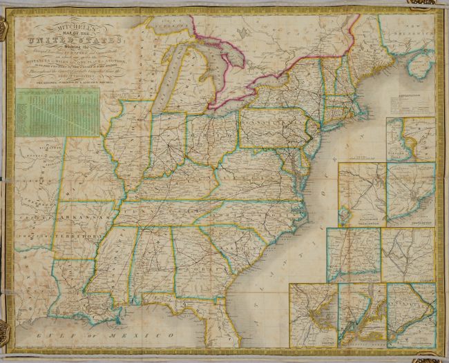 Mitchell's Map of the United States; Showing the Principal Travelling, Turnpike and Common Roads... [bound in] Mitchell's Compendium of the Internal Improvements of the United States...