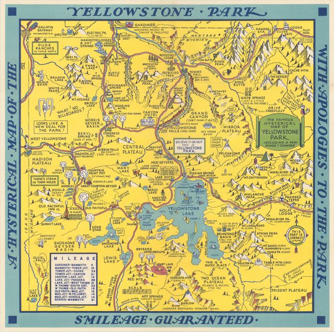 [Lot of 2] The Famous Hysterical Map of Yellowstone Park Including a Few Minor? Changes [and] A Hysterical Map of the State of Washington Which Has Jim Dandy Scenery As If There Is Any State That Hasnt