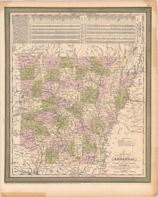 [Lot of 3] A New Map of Arkansas with its Counties, Towns, Post Offices, &c. [and] No. 6 Arkansas [and] Arkansas
