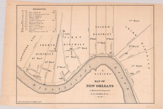 Map of New Orleans to Illustrate the Report of E.D. Fenner, M.D.