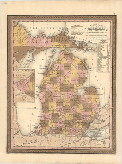 A New Map of Michigan with Its Canals, Roads & Distances