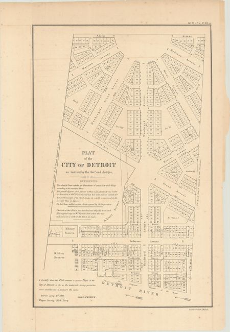 [Lot of 2] Plat of the City of Detroit as Laid Out by the Govr. and Judges [and] Plan of Detroit