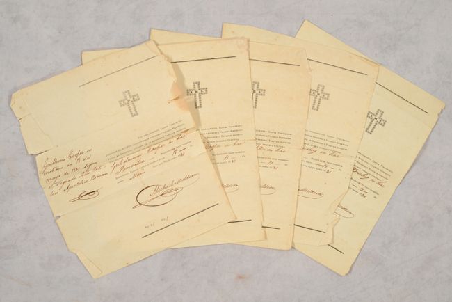 [5 Certificates of Baptism Signed by Michael Muldoon in Austin's Colony]