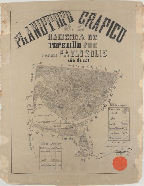 [Manuscript Plan] Planotopo Grafico de la Hacienda de Tepejillo por el Ingeniero Pablo Solis