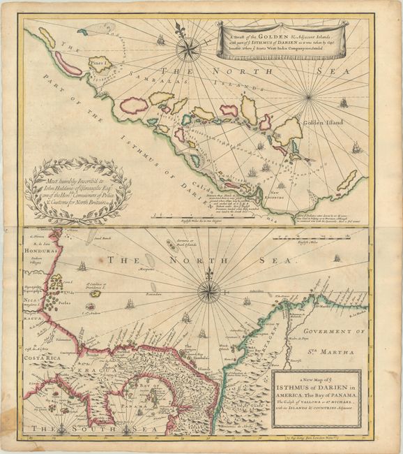 A Draft of the Golden & Adjacent Islands, with Part of ye Isthmus of Darien... [on sheet with] A New Map of ye Isthmus of Darien in America, the Bay of Panama...