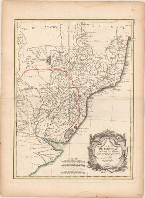 Carte du Paraguay et Partie des Pays Adjacants Projettee et Assujettie aux Observations Astronomiq.
