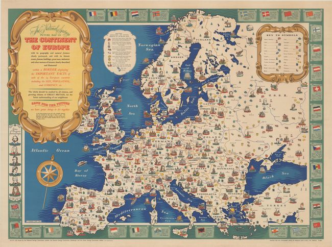 The National Savings Picture Map of the Continent of Europe with Its Geography and Natural Features Clearly Portrayed...