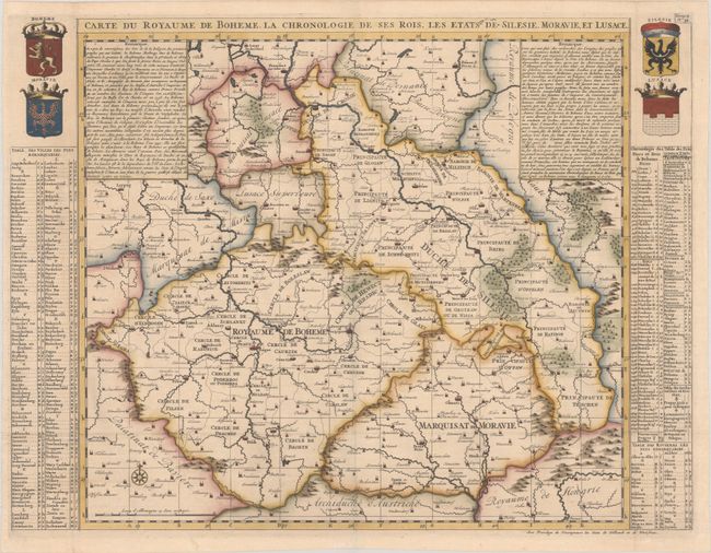 Carte du Royaume de Boheme. La Chronologie de ses Rois. Les Etats de Silesie, Moravie, et Lusace
