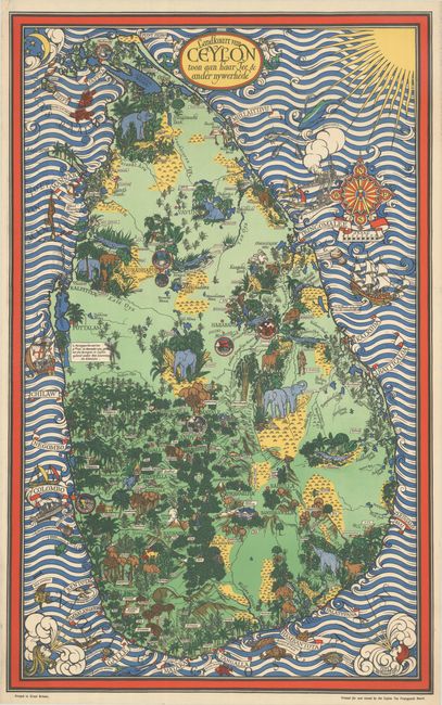 Landkaart van Ceylon toon aan haar Tee & Ander Nywerhede