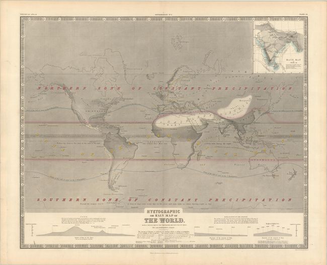 Hyetographic or Rain Map of the World, with a Special Map of the Temperature and Rain Fall of India