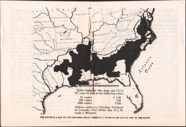 [Map in Pamphlet] The Above Is a Map of the Proposed Negro Communist State to Be Carved Out of the South [in] Danger! Warning! ... White Man, Awaken!
