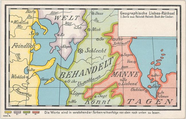 [Lot of 10 - Allegorical Map Postcards] Geographische Liebes-Rathsel - 10 Hochinteressante Postkarten