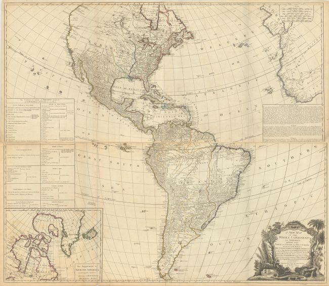 [On 4 Sheets] A New Map of the Whole Continent of America, Divided into North and South and West Indies. Wherein Are Exactly Described the United States of North America...
