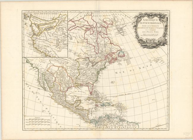 Amerique Septentrionale Dressee sur les Relations les Plus Modernes des Voyageurs et Navigateurs, ou se Remarquent. Les Etats Unis