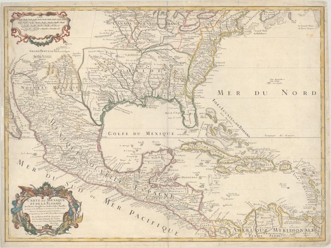 Carte du Mexique et de la Floride des Terres Angloises et des Isles Antilles du Cours et des Environs de la Riviere de Mississipi...