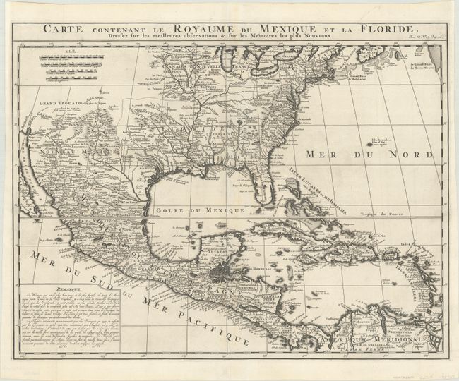 Carte Contenant le Royaume du Mexique et la Floride, Dressez sur les Meilleures Observations & sur les Memoires les plus Nouveaux