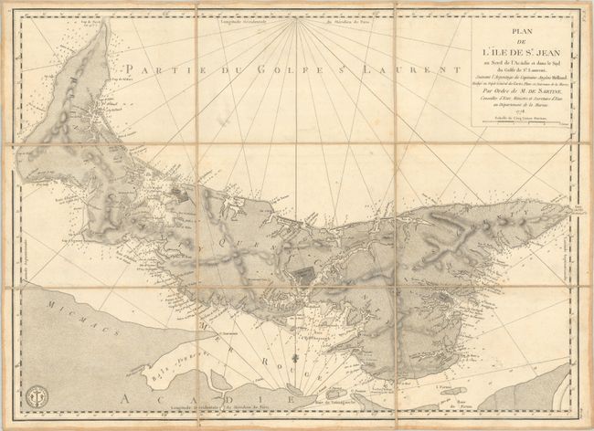 Plan de l'Ile de St. Jean au Nord de l'Acadie et dans le Sud du Golfe de St. Laurent, Suivant l'Arpentage du Capitaine Anglois Holland...