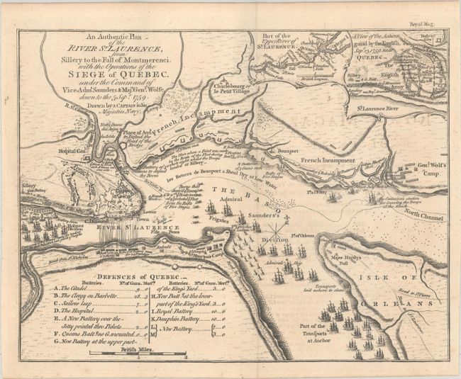 An Authentic Plan of the River St. Laurence, from Sillery to the Fall of Montmerenci, with the Operations of the Siege of Quebec, Under the Command of Vice-Adml. Saunders & Majr. Genl. Wolfe...