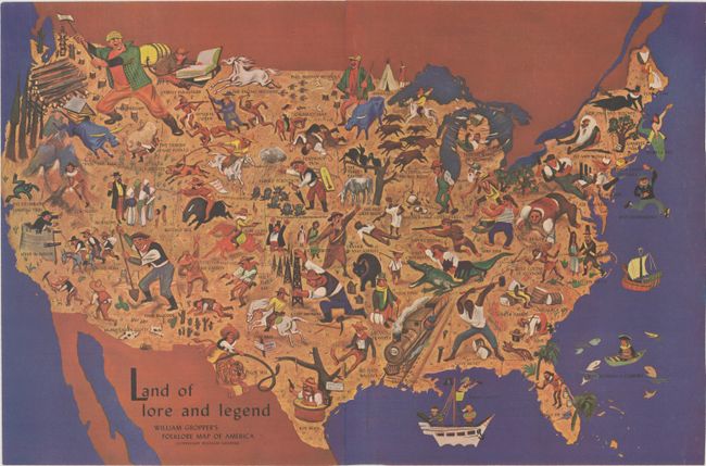 Land of Lore and Legend - William Gropper's Folklore Map of America