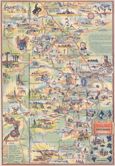 Map of the Black Hills of South Dakota - The Sunshine State