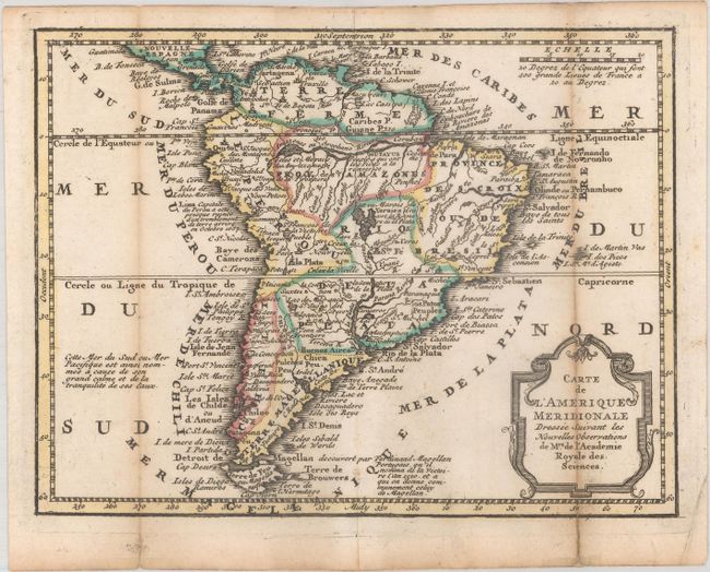 Carte de l'Amerique Meridionale Dressee Suivant les Nouvelles Observations de Mrs. de l'Academie Royale des Sciences